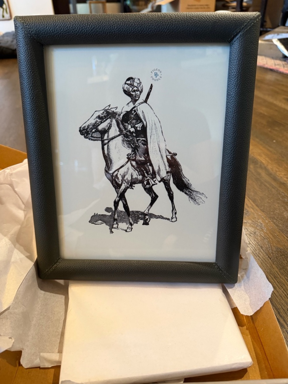 NIB “PIGEON & POODLE” Dark Green Leather Frame With Picture
